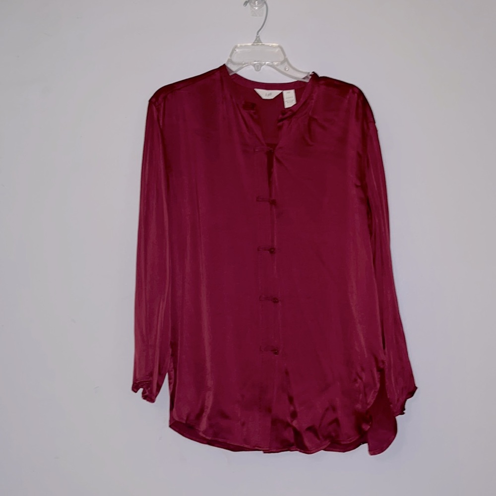 COPY - J Jill Merlot Cranberry Burgundy Oversized Asian Inspired Knot Closure S…